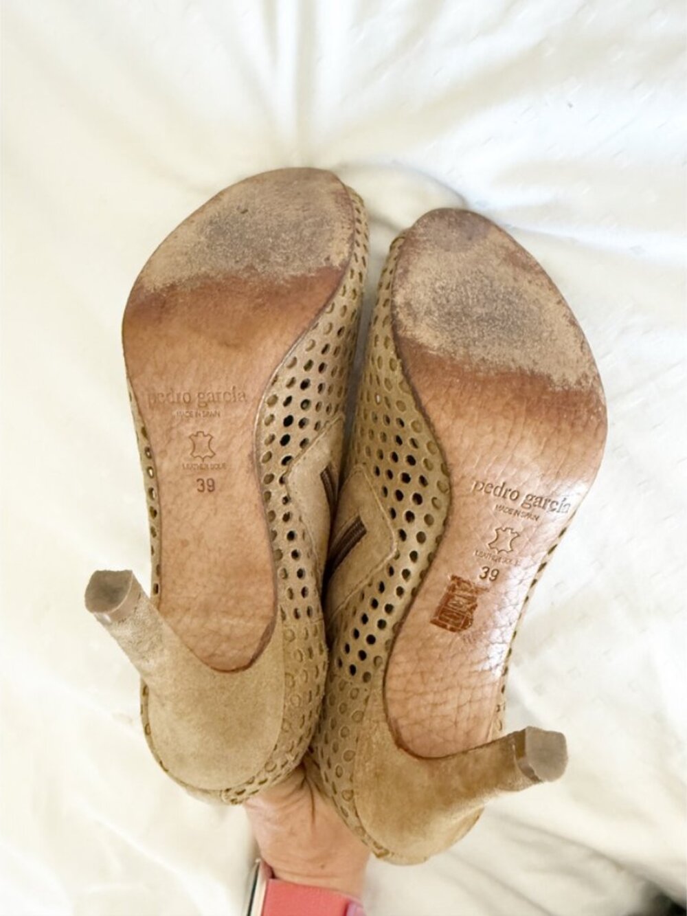 Pedro Garcia Sylvana Suede Peep Toe Boots tan 39/9 - Picture 9 of 11